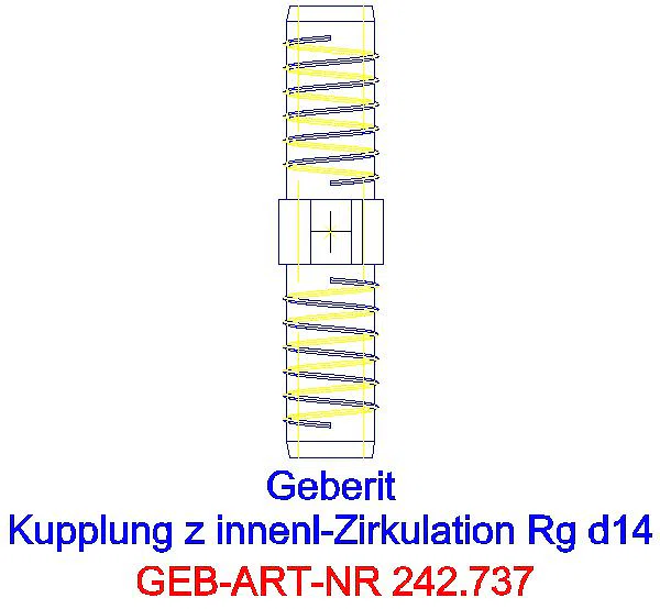GE Kupplung zu Geberit Rohr für innenliegende Zirkulation d14_242.737.00.1_L