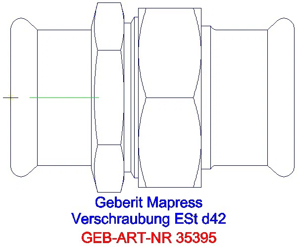 GE Mapress Edelstahl Verschraubung mit Überwurfmutter aus ESt d42_35395_G