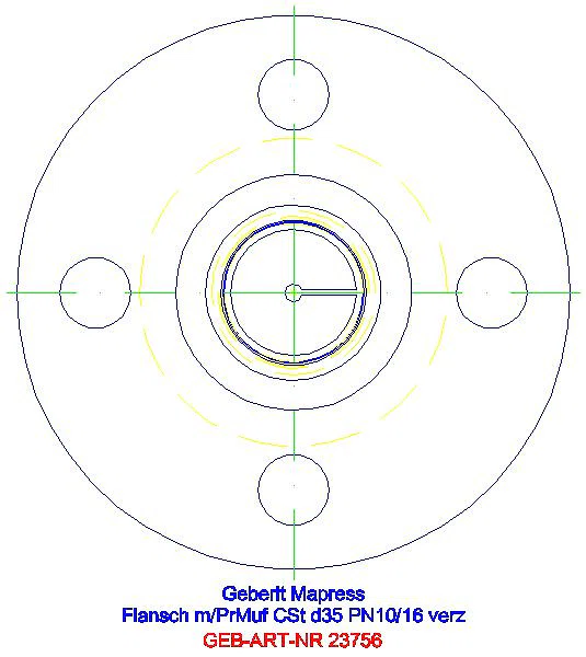 GE Mapress C-Stahl Flansch PN 10/16 mit Pressmuffe d35_23756_L