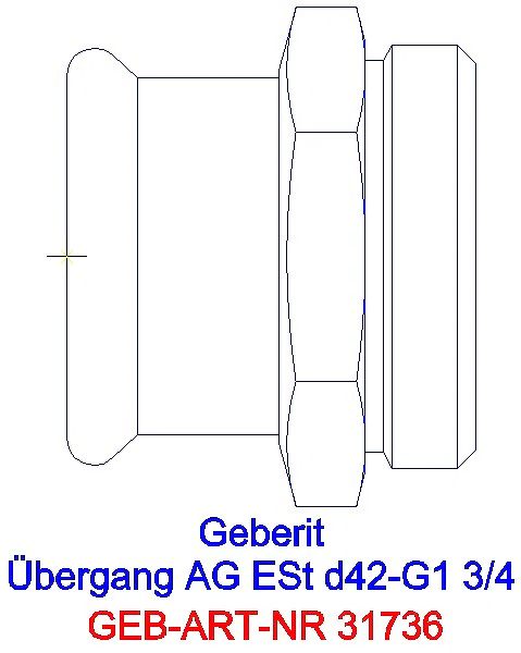 GE Mapress Edelstahl Übergang mit AG d42-G1 3/4_31736_A