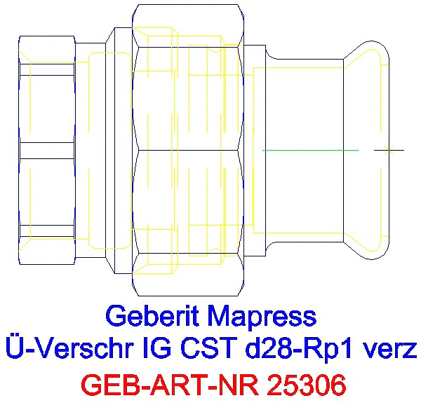 GE Mapress C-Stahl Übergangs- verschraubung mit IG d28-Rp1 verzinkt_25306_G