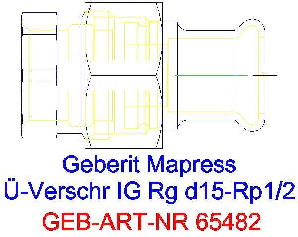 GE Mapress Kupfer Übergangsverschraubung mit IG Rg d15-Rp1/2_65482_G