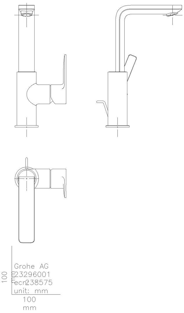 GROHE Einhand-Waschtischbatterie Lineare 23296_1 L-Size hard graphite gebürstet