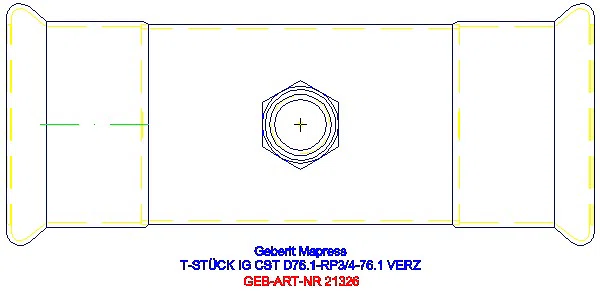 GE Mapress C-Stahl T-Stück mit IG d76,1-Rp3/4-76,1 verzinkt_21326_G