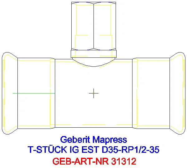 GE Mapress Edelstahl T-Stück mit IG d35-Rp1/2-35_31312_A