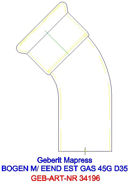GE Mapress Edelstahl Bogen 45Gr d35 mit Einschubende (Gas)_34196_A