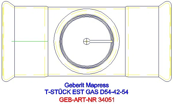 GE Mapress Edelstahl T-Stück reduziert (Gas) d54-42-54_34051_G
