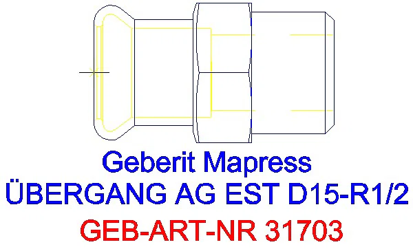 GE Mapress Edelstahl Übergang mit AG d15-R1/2_31703_A