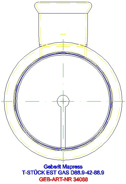 GE Mapress Edelstahl T-Stück reduziert (Gas) d88,9-42-88,9_34088_L