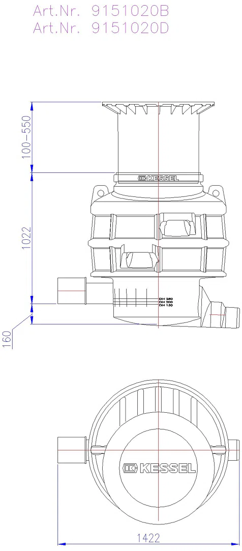 KESSEL-Probenahmeschacht LW 1000, DN200, Klasse B