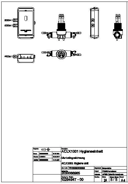 Hygieneeinheit, F5, Wandmontage, f. EHM F5 100 mm, f. Batt. oder Netzteil, ACLX1001