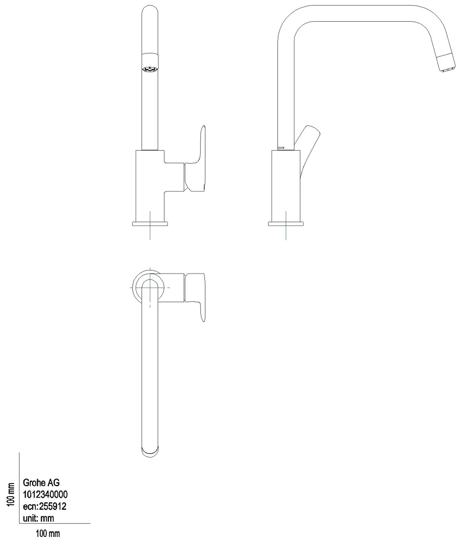 GROHE EH-SPT-Batterie Eurosmart 101234 Niederdruck hoher Auslauf chrom