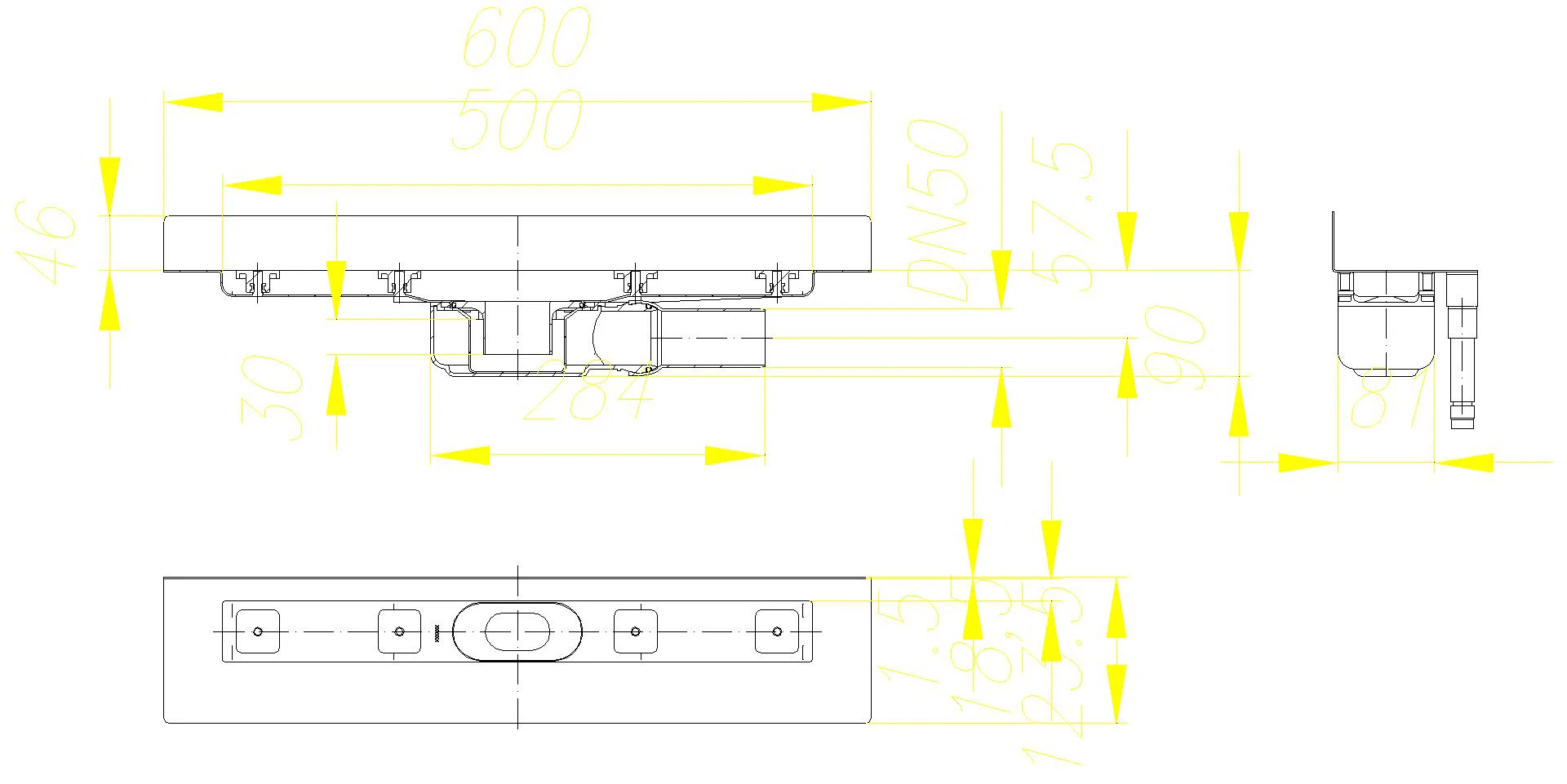 DALLMER Duschrinne CeraLine PLAN W 500 mm, DN 50