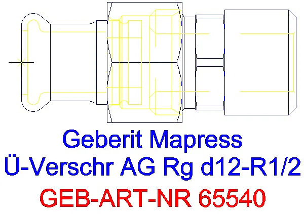 GE Mapress Kupfer Übergangsverschraubung mit AG Rg d12-R1/2_65540_G