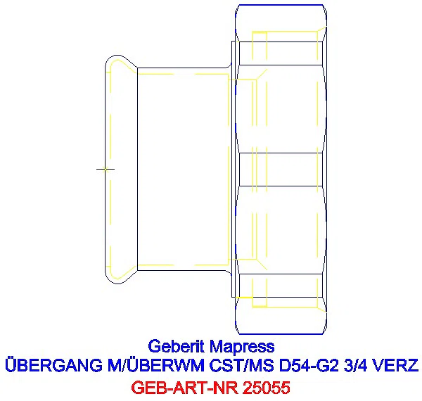 GE Mapress C-Stahl Übergang mit Überwurfmutter d54-G2 3/4 verzinkt_25055_G