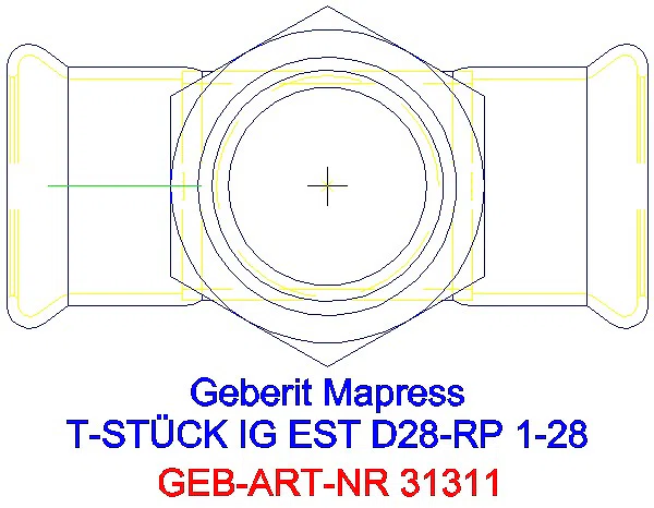 GE Mapress Edelstahl T-Stück mit IG d28-Rp1-28_31311_G