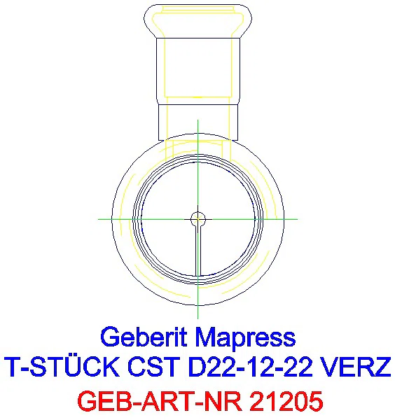 GE Mapress C-Stahl T-Stück reduziert d22-12-22 verzinkt_21205_L