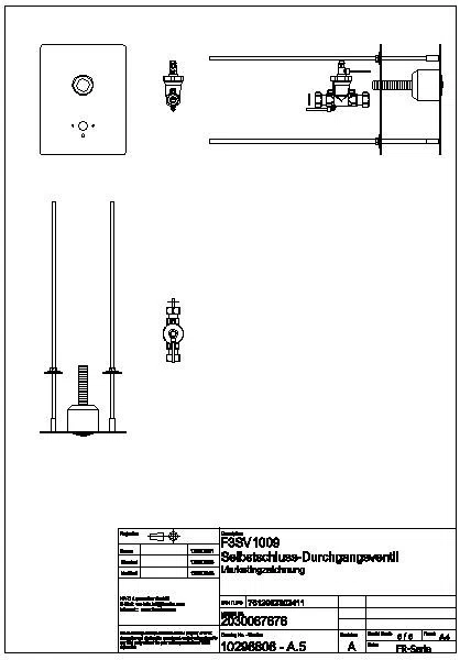 Durchgangsventil, F3, hydraulisch, o. Mischung, Hinterwandmontage, waschen, F3SV1009