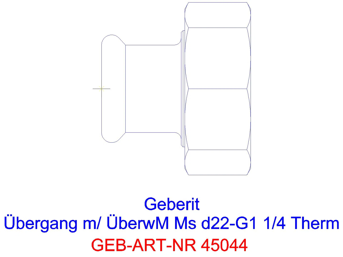 GE Mapress Therm Übergang mit Überwurfmutter d22-G1_45044_a
