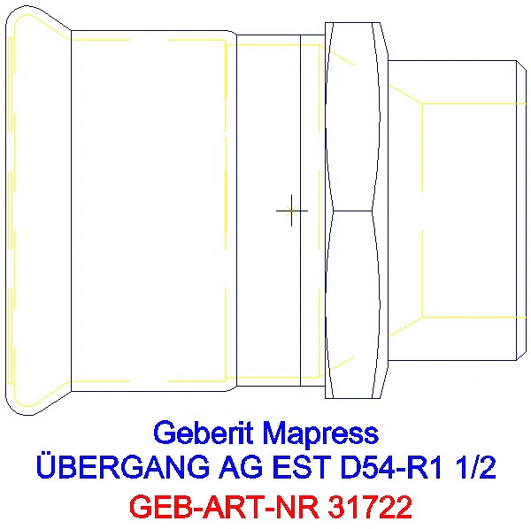 GE Mapress Edelstahl Übergang mit AG d54-R1 1/2_31722_G