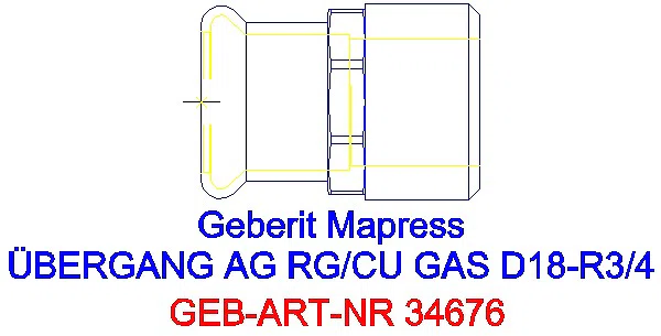 GE Mapress Kupfer Übergang mit AG (Gas) Rg d18-R3/4_34676_A