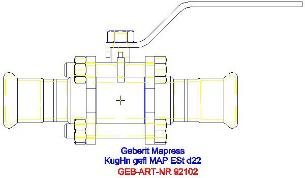 GE Mapress Kugelhahn NPW, mit Bet.-Hebel geflanscht d22_92102_A