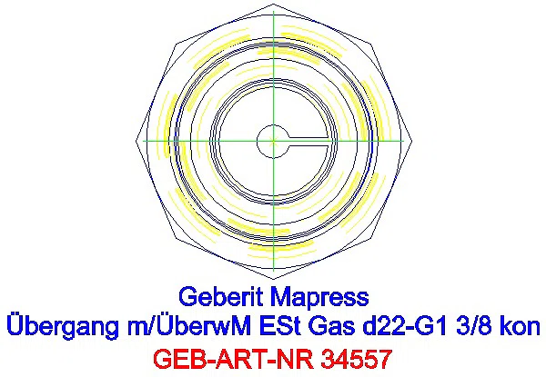 GE Mapress Kupfer Übergang mit ÜM (Gas) konisch dichtend Ms d28-G1 3/8_34557_L
