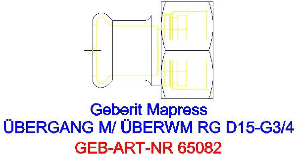 GE Mapress Kupfer Übergang mit Überwurfmutter Rg d15-G3/4_65082_G