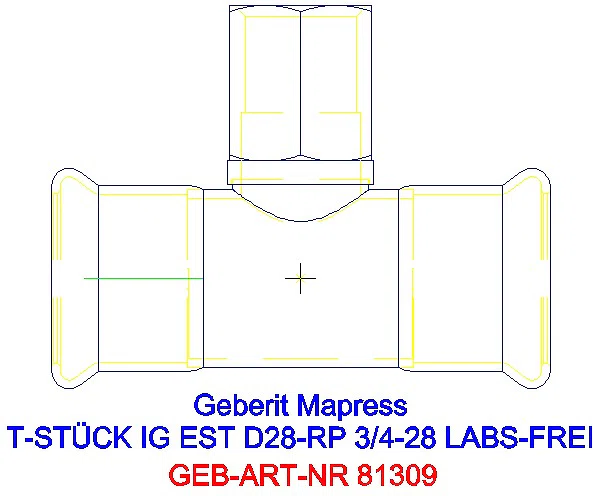GE Mapress Edelstahl T-Stück mit IG (LABS-frei) d28-Rp1/2-28_81309_A