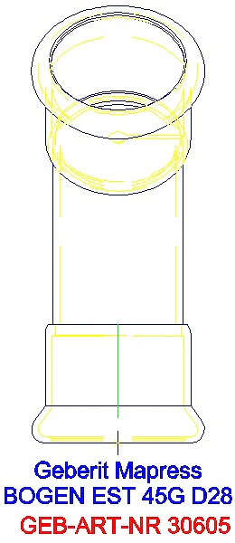 GE Mapress Edelstahl Bogen 45Gr d28_30605_L