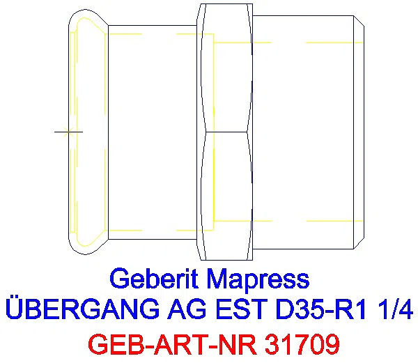GE Mapress Edelstahl Übergang mit AG d35-R1 1/4_31709_A