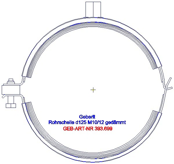 GE Rohrschelle d125 gedämmt mit Gewindemuffe M8 / M10_393.699.26.1_A