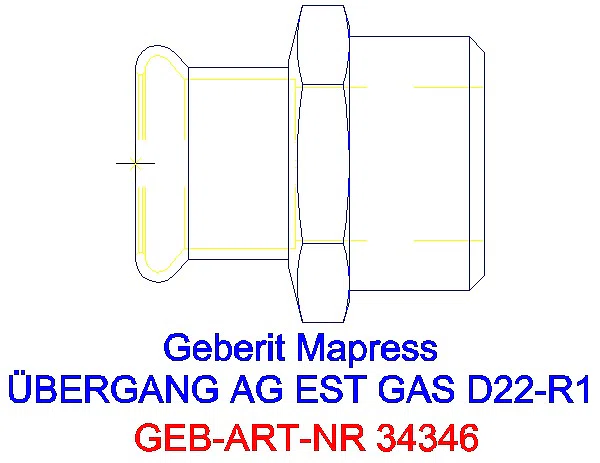 GE Mapress Edelstahl Übergang mit AG (Gas) d22-R1_34346_G