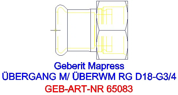 GE Mapress Kupfer Übergang mit Überwurfmutter Rg d18-G3/4_65083_G