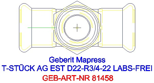 GE Mapress Edelstahl T-Stück mit AG (LABS-frei) d22-R3/4-22_81458_G