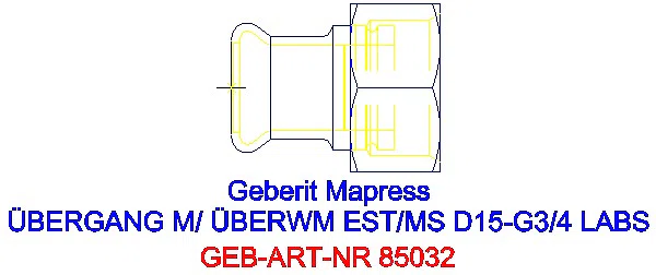 GE Mapress Edelstahl Übergang mit Überwurfmutter (LABS-frei) d15-G3/4_85032_G