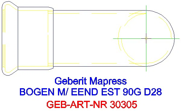 GE Mapress Edelstahl Bogen 90Gr d28 mit Einschubende_30305_G