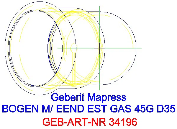 GE Mapress Edelstahl Bogen 45Gr d35 mit Einschubende (Gas)_34196_G