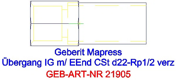GE Mapress C-Stahl Übergang mit IG und Einschubende d22-Rp1/2 verzinkt_21905_G