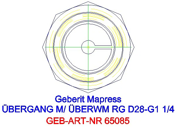GE Mapress Kupfer Übergang mit Überwurfmutter Rg d28-G1 1/4_65085_L