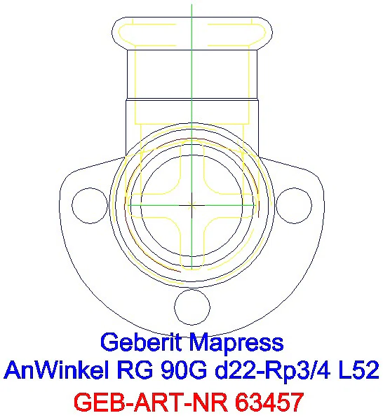 GE Mapress Kupfer Anschlusswinkel 90Gr Rg d22-Rp3/4 L:5,2cm_63457_A