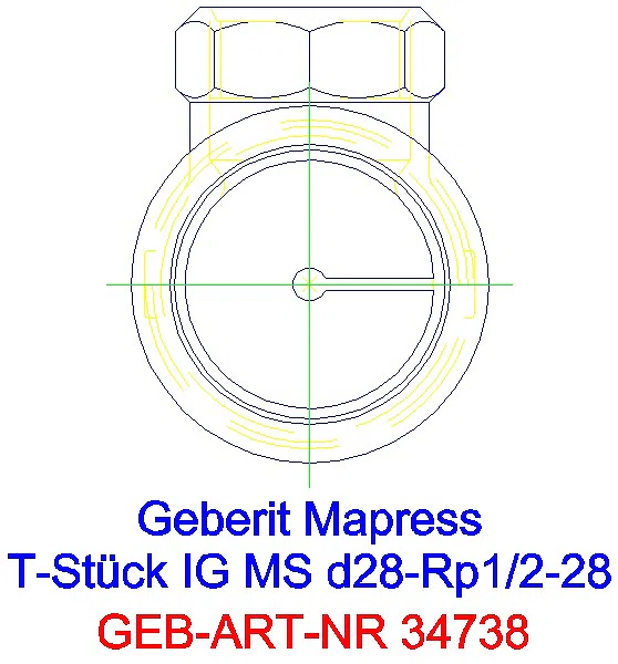 GE Mapress Kupfer T-Stück mit IG Gas d28-Rp1/2-28_34738_L
