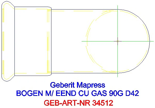GE Mapress Kupfer Bogen 90Gr mit Einschubende (Gas) d42_34512_G