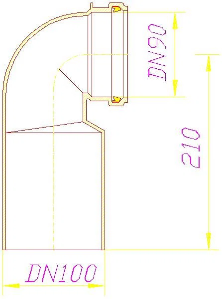 DALLMER Wand-WC-Bogen 88, 90 Grad, DN 90xDN 100