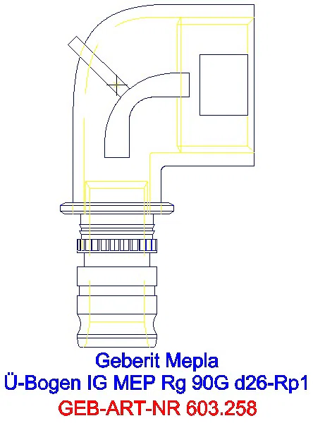 GE Mepla Übergangsbogen 90Gr mit IG Rg d26-Rp1_603.258.00.5_L