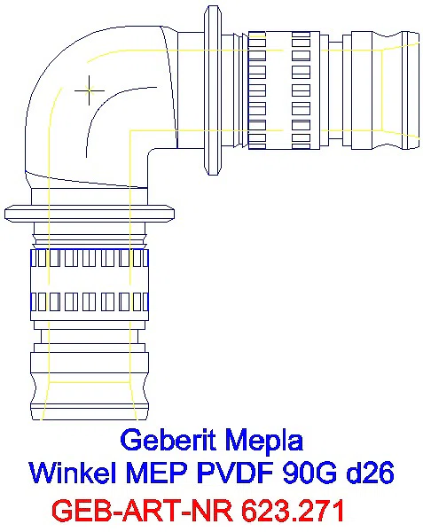 GE Mepla Winkel PVDF 90Gr d26_623.271.00.5_L