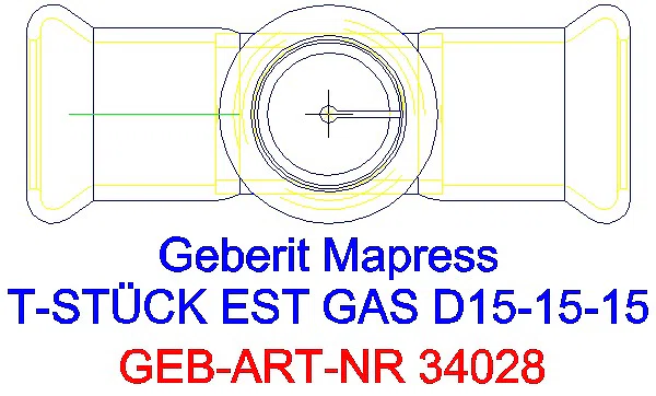 GE Mapress Edelstahl T-Stück egal (Gas) d15-15-15_34028_G