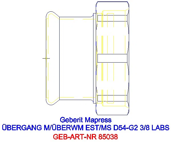 GE Mapress Edelstahl Übergang mit Überwurfmutter (LABS-frei) d54-G2 3/8_85038_A