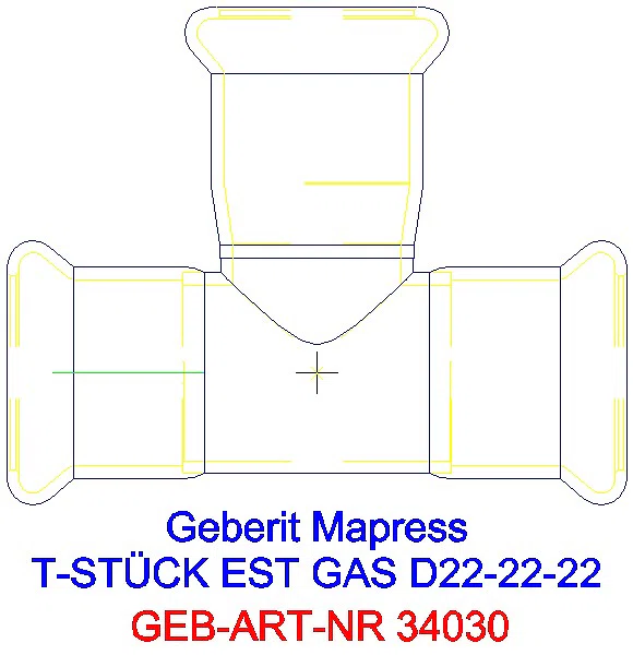 GE Mapress Edelstahl T-Stück egal (Gas) d22-22-22_34030_A