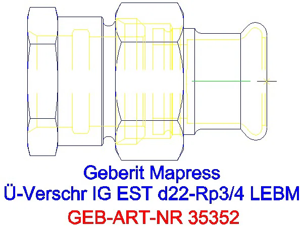 GE Mapress Edelstahl Übergangsverschr. mit IG ÜM aus ESt d22-Rp3/4_35352_A